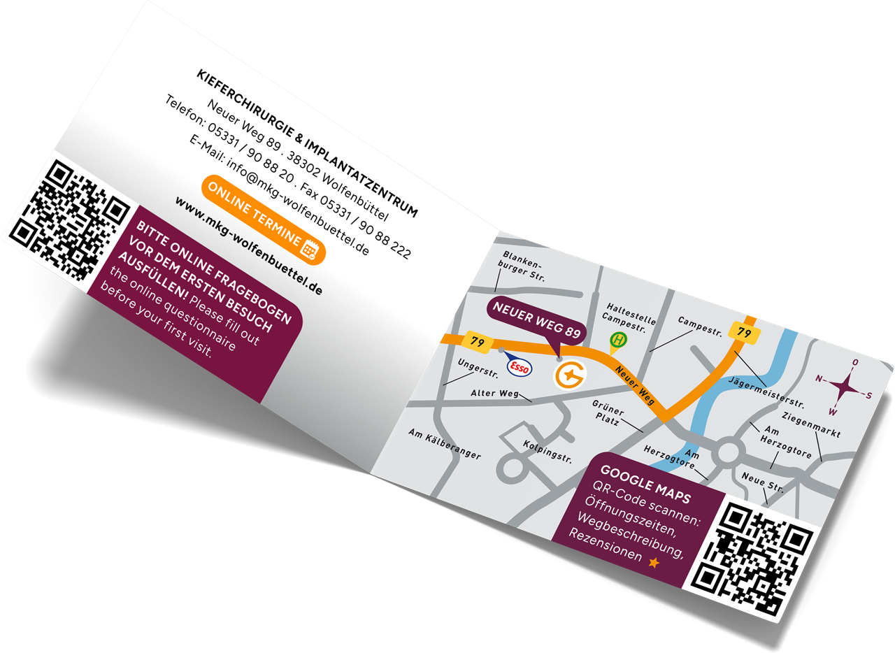 Navigation öffnen: Lageplan der Praxis – Neuer Weg 89, Wolfenbüttel